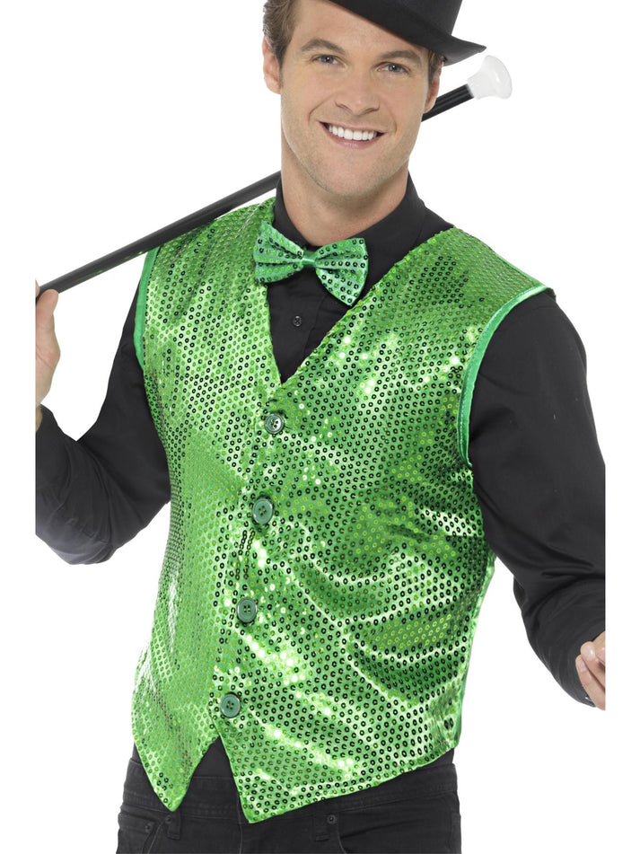 Sequin Waistcoat Green Adult Costume Accessory 1