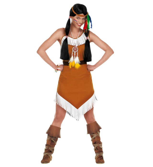 Comanche  Dress With Belt, Headband With Feathers 