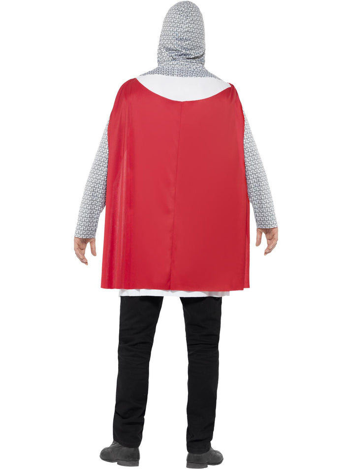 Knight Costume Adult White Top Attached Cape Belt Hood Outfit