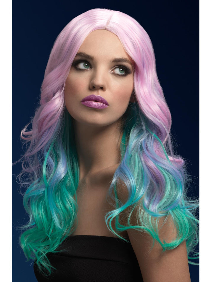 Fever Khloe Wig Pastel Ombre Long Wavy with Centre Parting 56cm Adult Costume Hair 1