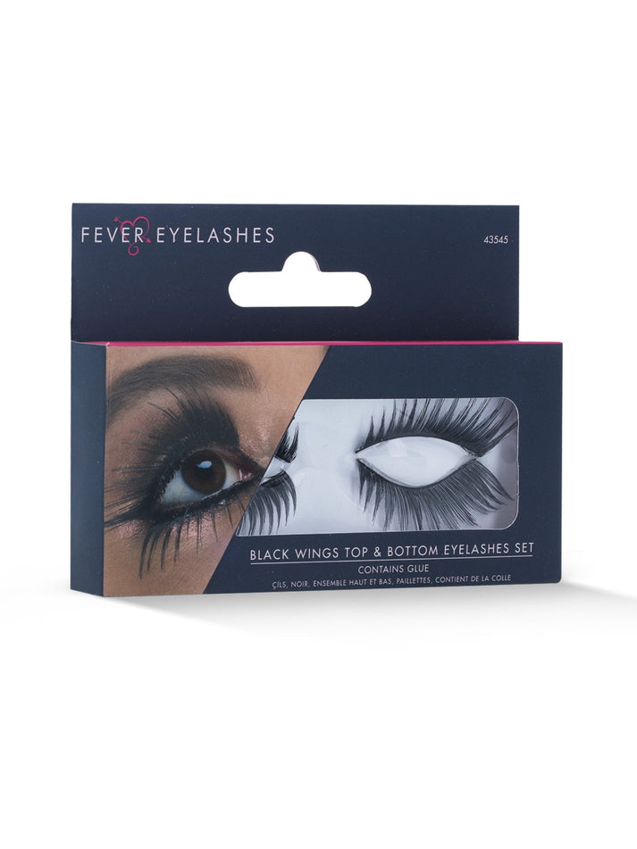 Eyelashes Adult Black Long Top and Bottom Set with Glue Glamour Costume Accessory