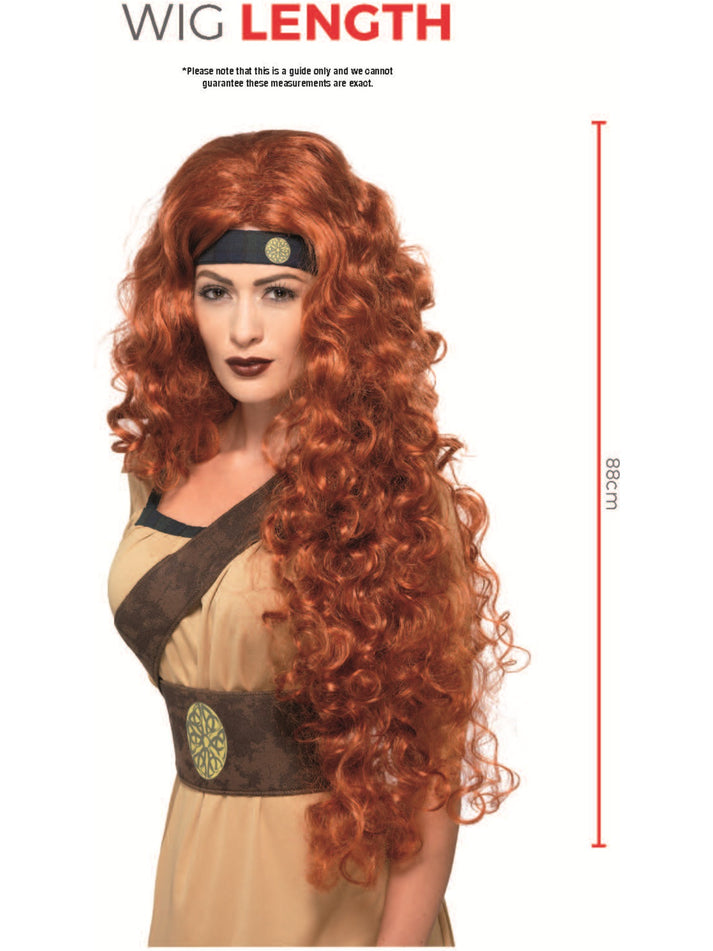 Medieval Warrior Queen Extra Long Curly Auburn Adult Wig