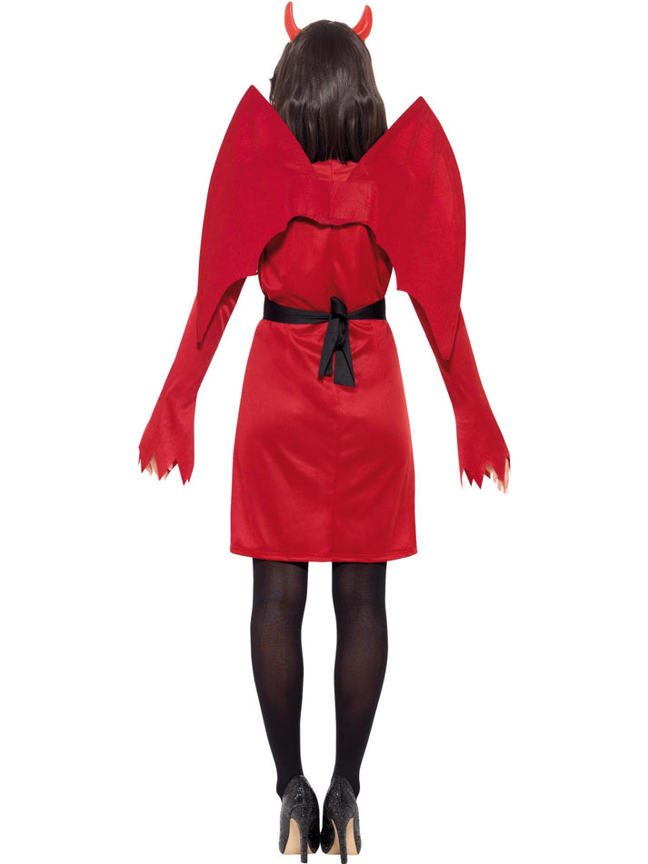 Devil Costume Adult Red Dress Wings Belt Horns Sexy Halloween Demon Outfit