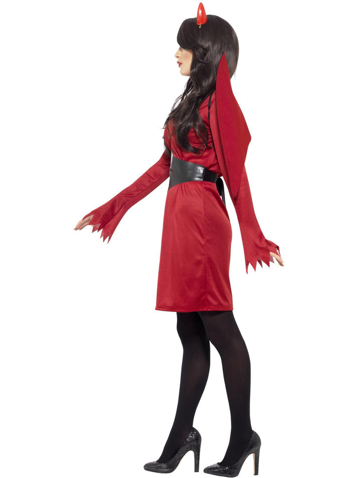 Devil Costume Adult Red Dress Wings Belt Horns Sexy Halloween Demon Outfit