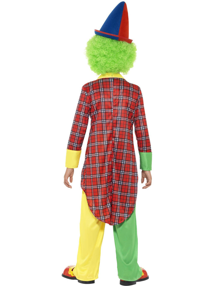 Kids Clown Costume Red Jacket Green Yellow Trousers Blue Mock Shirt Red Bowtie