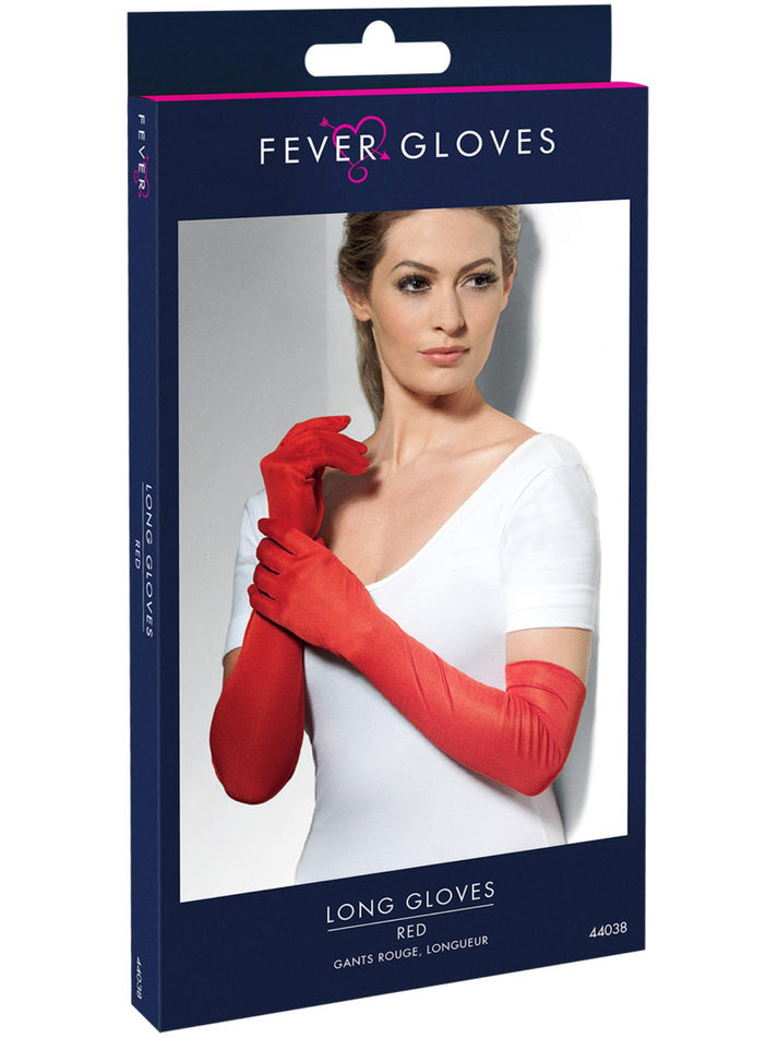 Gloves Adult Red Long 52cm Adult Costume Accessory 2