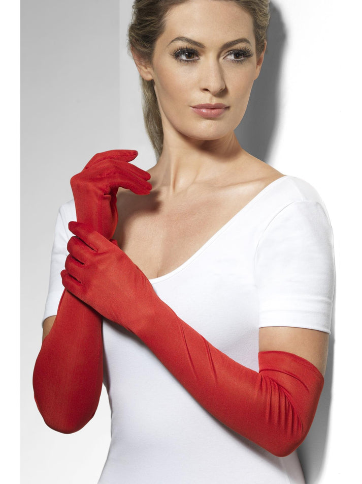 Red Long 52cm Gloves Adult Diva Costume Accessory