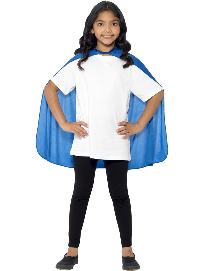 Superhero Cape Kids Blue Mid Length Costume Accessory 2