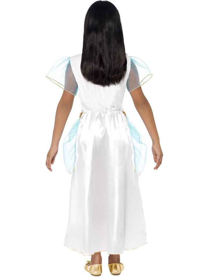 Deluxe Cleopatra Girl Costume Kids White Blue Dress And Coloured Headpiece