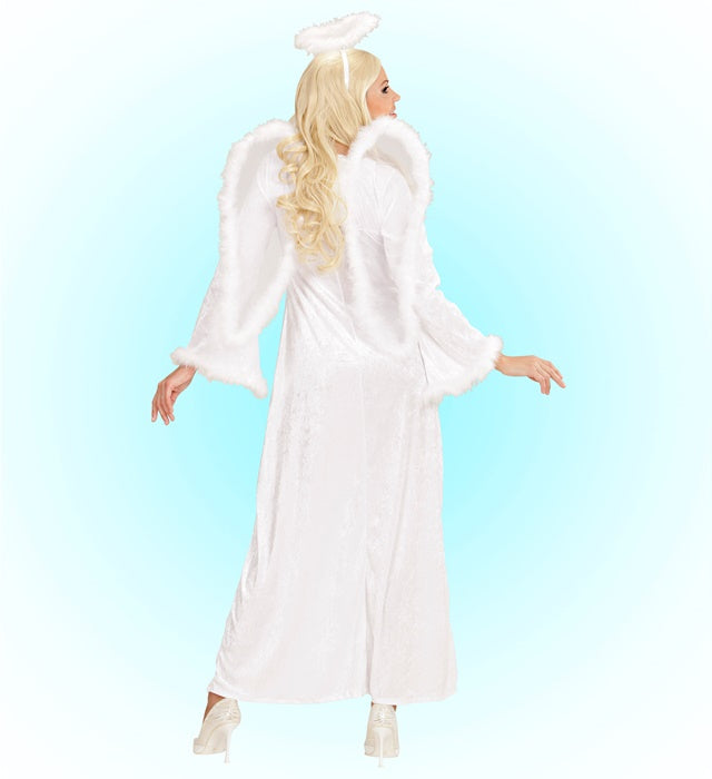 Heavenly Angel Velvet  Dress With Feather Trim, Wings, Halo 