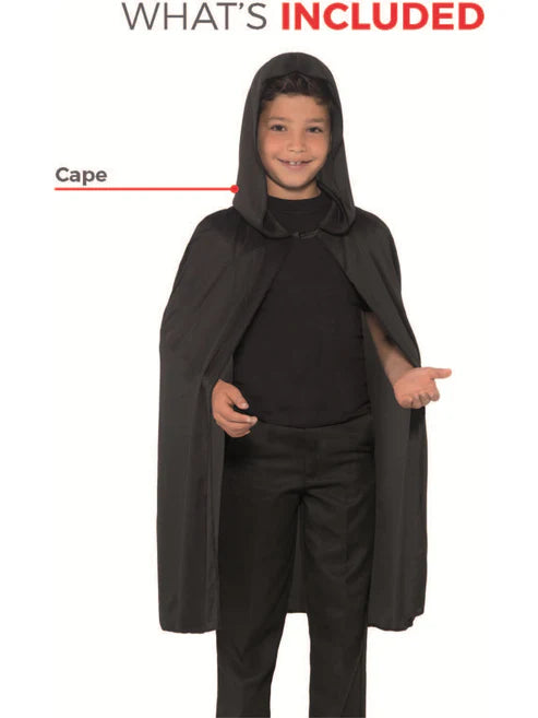 Hooded Cape Kids Long Black Creepy Vampire Halloween Costume Accessory