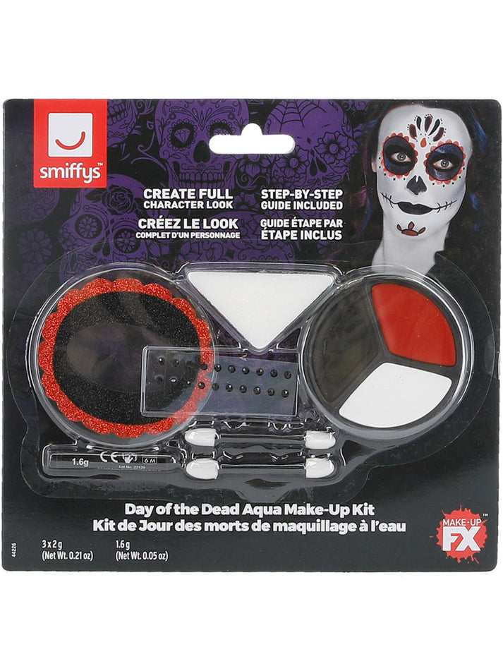 Day of The Dead Make Up Kit Face Paints Tattoo Gem Stickers Crayon Applicators 3