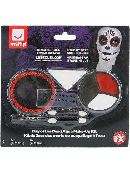 Day of The Dead Make Up Kit Face Paints Tattoo Gem Stickers Crayon Applicators 3