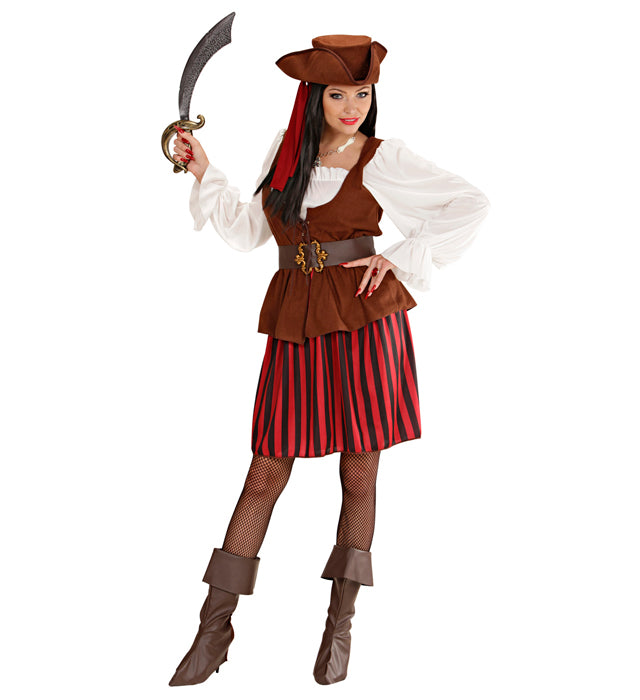 Pirate  Dress With Vest, Belt, Boot Covers, Headband, Hat 
