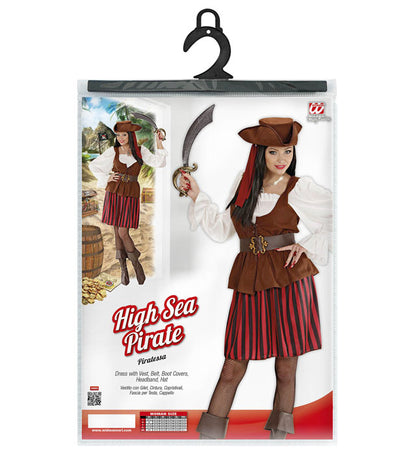 Pirate  Dress With Vest, Belt, Boot Covers, Headband, Hat 