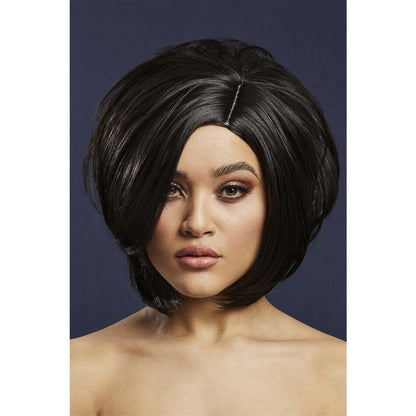 Fever Savanna Wig True Blend Black Asymmetric Bob Side Parting 30cm 1