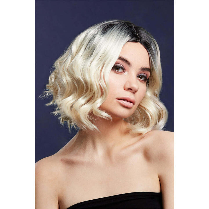 Kourtney Wig Two Toned Blonde Curls Long Bob Centre Parting 30cm 1