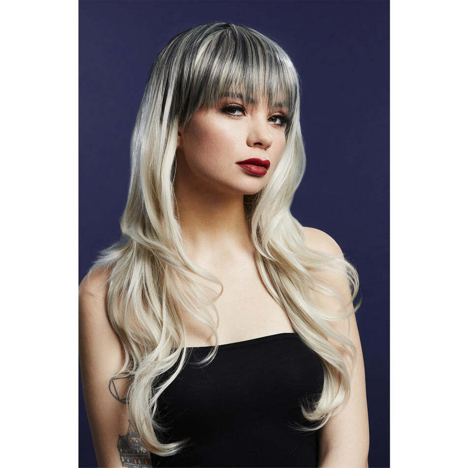 Fever Sienna Wig True Blend Blonde Dark Roots Long Feathered With Fringe 66cm 1
