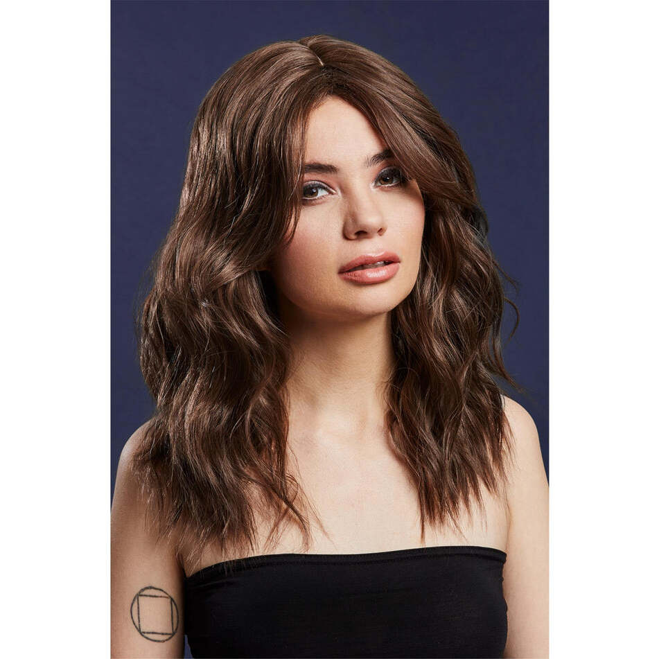 Fever Ashley Wig Two Toned Blend Brown Wavy Layered Centre Parting 48cm Long 1