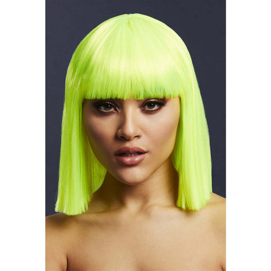 Fever Lola Wig Neon Lime Blunt Cut Bob with Fringe 30cm 1