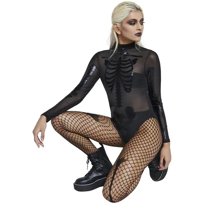 Fever Sheer Skeleton Costume Black 1