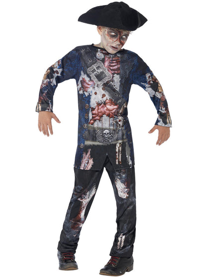 Deluxe Jolly Rotten Pirate Kids Blue Sublimation Top and Trousers Black Hat 4