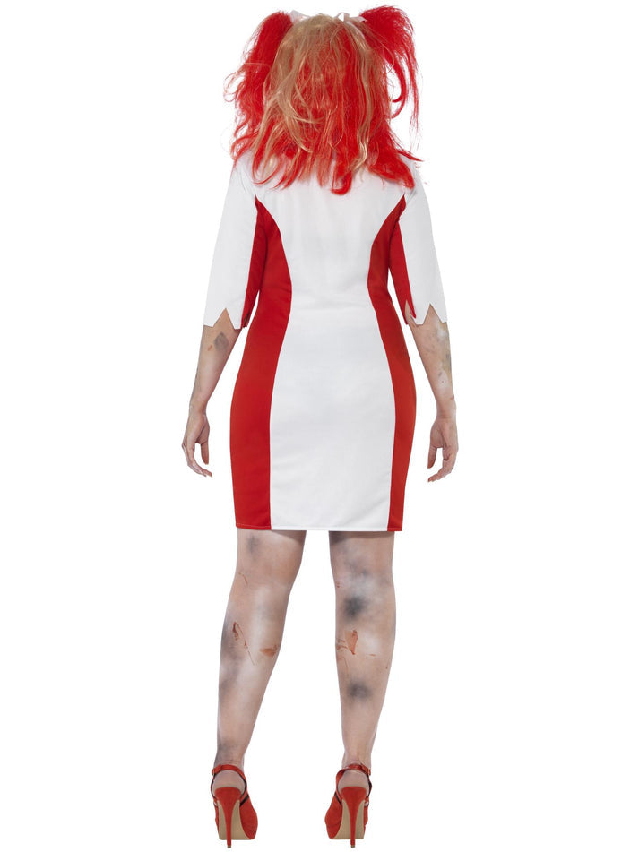 Curves Zombie Nurse Costume Adult White Red Blood Splattered Dress and Headpiece 3