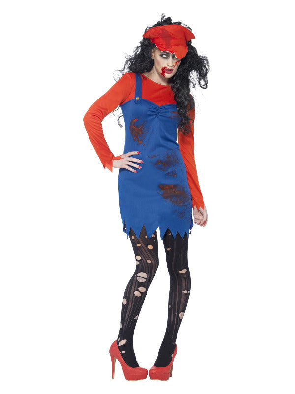 Zombie Plumber Ladies Costume Mario Dress 1