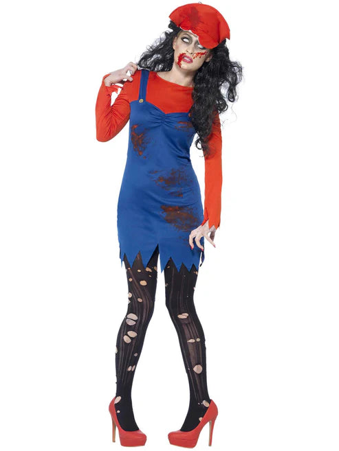 Zombie Plumber Ladies Costume Mario Dress 4