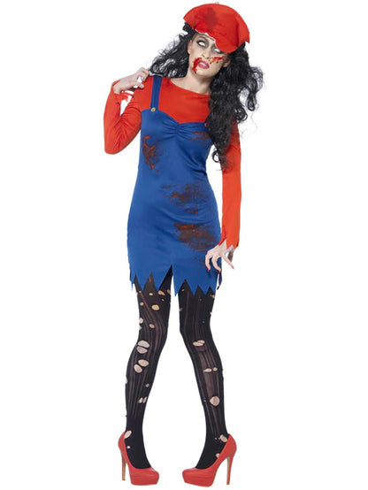 Zombie Plumber Ladies Costume Mario Dress 4