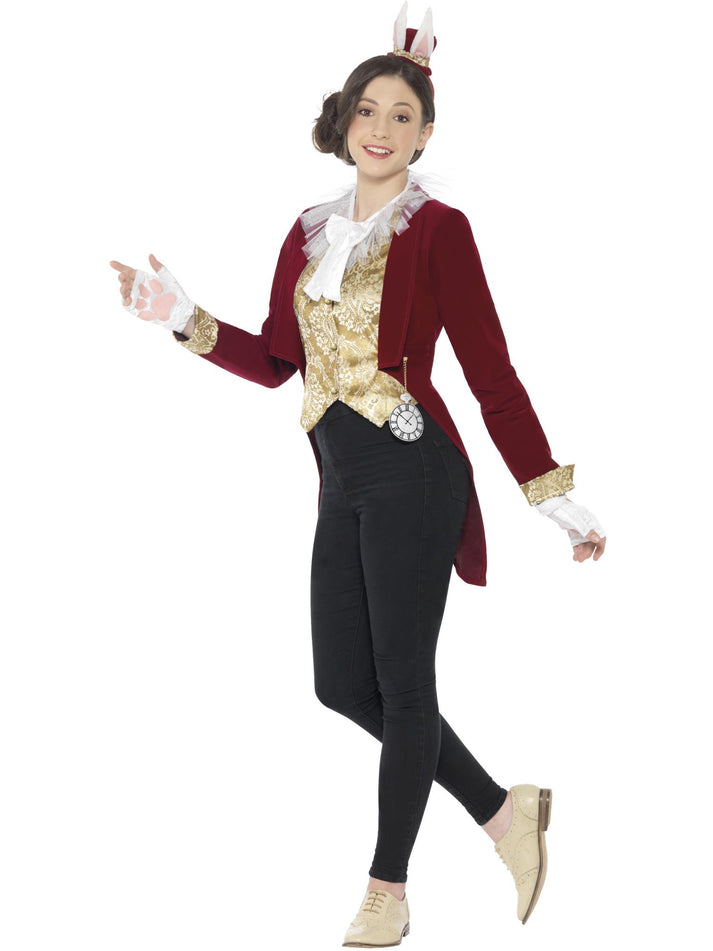 Vintage Rabbit Instant Kit Kids Burgundy Jacket with Yellow Waistcoat White Collar Gloves Headpiece