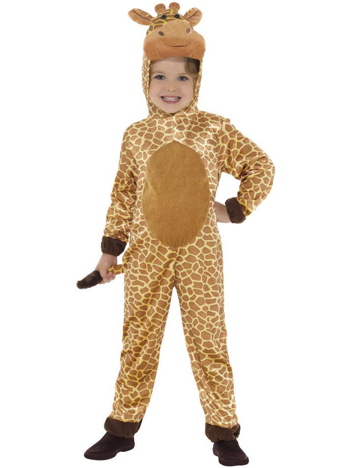 Giraffe Costume Kids Brown with Hooded Jumpsuit and Tail