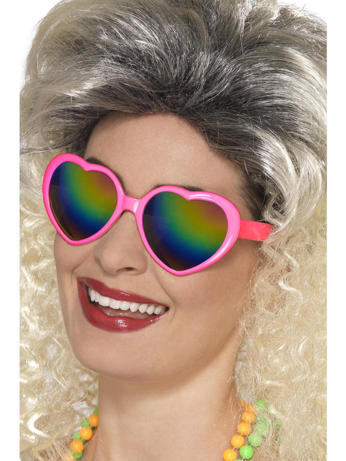 Heart Specs Pink with Rainbow Lenses Adult Costume Accessory 1