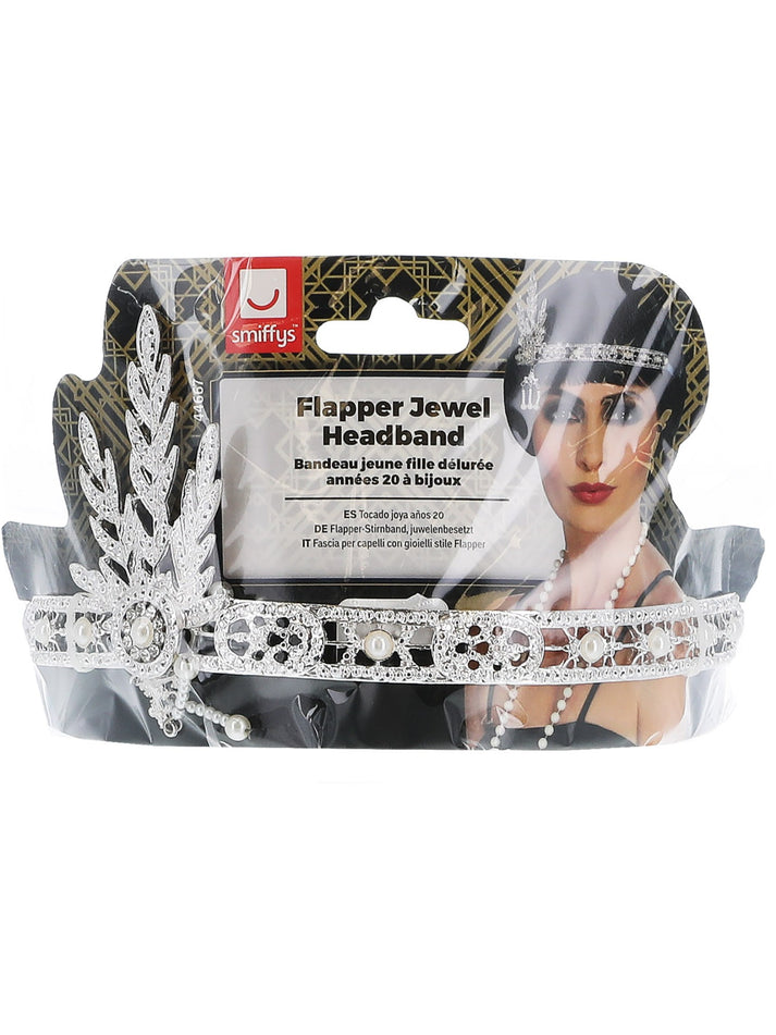 Flapper Jewel Headband Silver Adult Costume Accessory