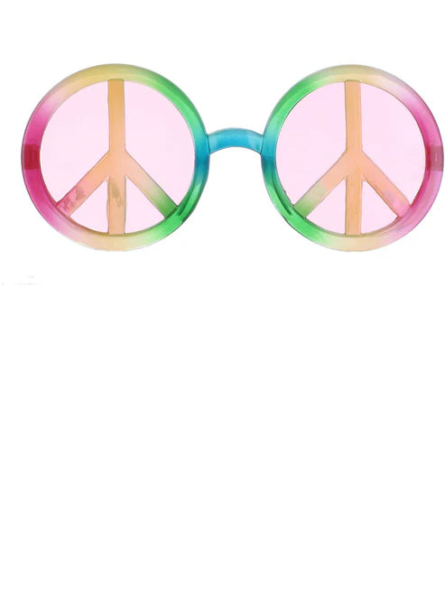 Hippie Specs Adult Rainbow Peace Symbol 60s Costume Glasses 3