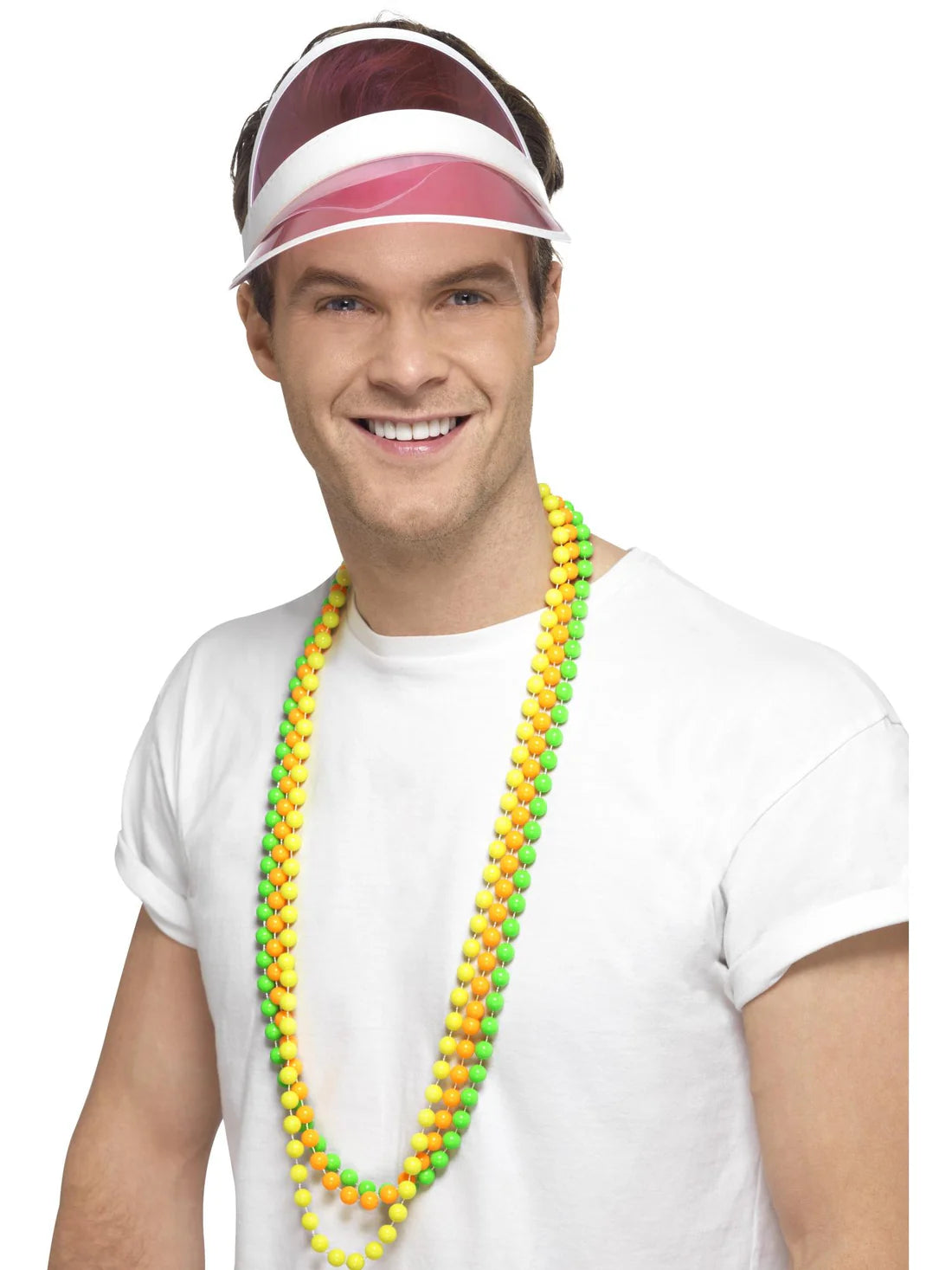Pink Sun Visor Adult 80s Costume Hat 2