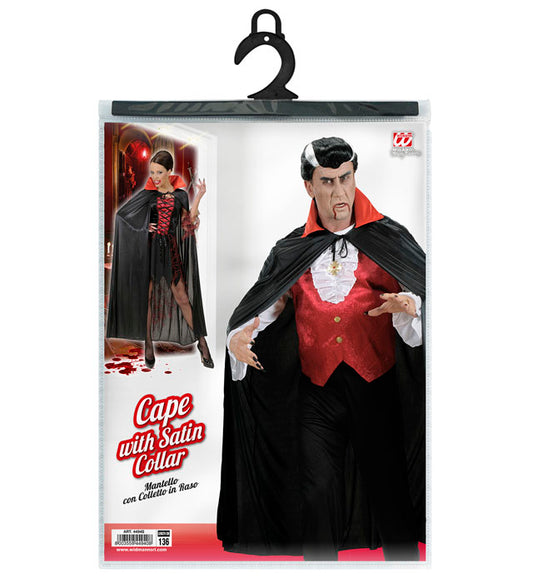 Black Cape With Red Satin Collar  136 Cm