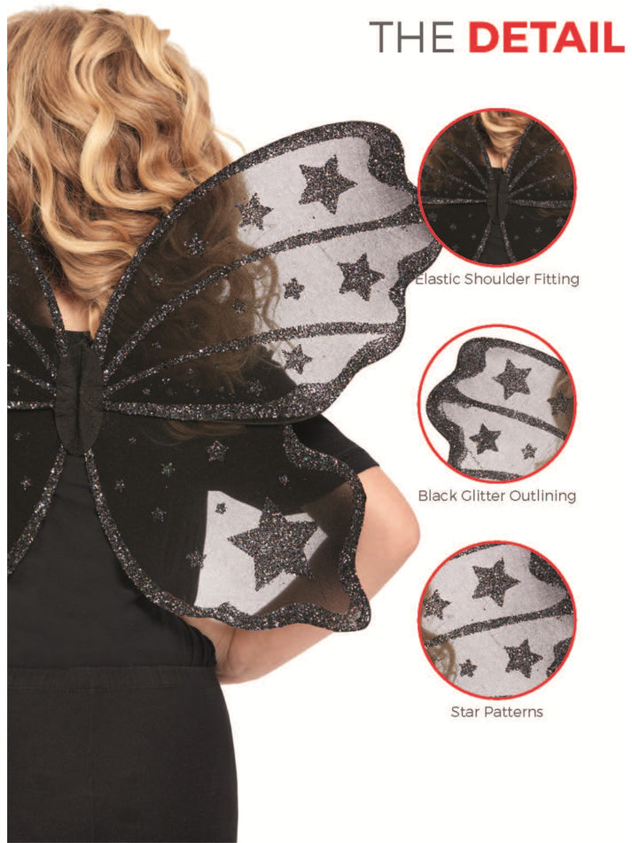 Dark Botanicals Butterfly Wings 42cm Black Child Halloween Costume Accessory 2