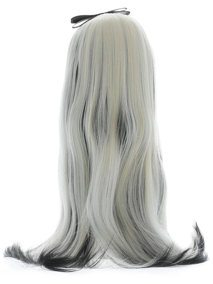 Deluxe Gothic Alice Wig Adult Blonde and Black with Headband 8