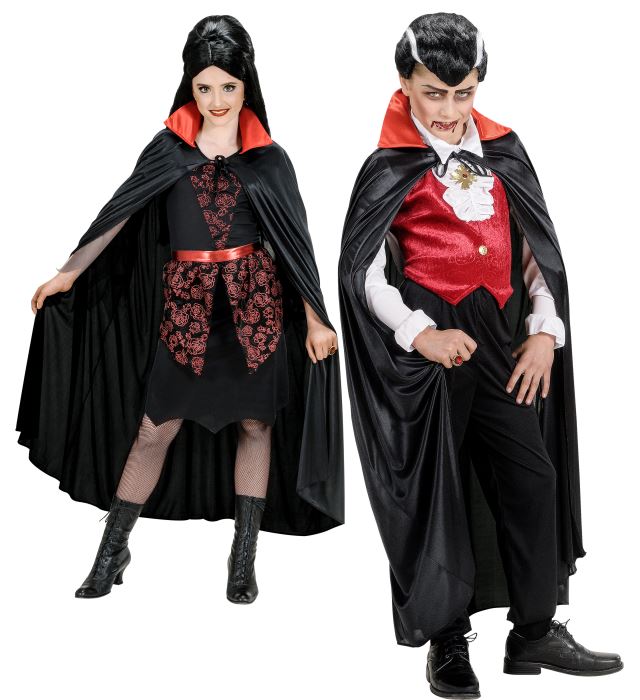 Child Size Black Cape With Red Satin Collar110 Cm