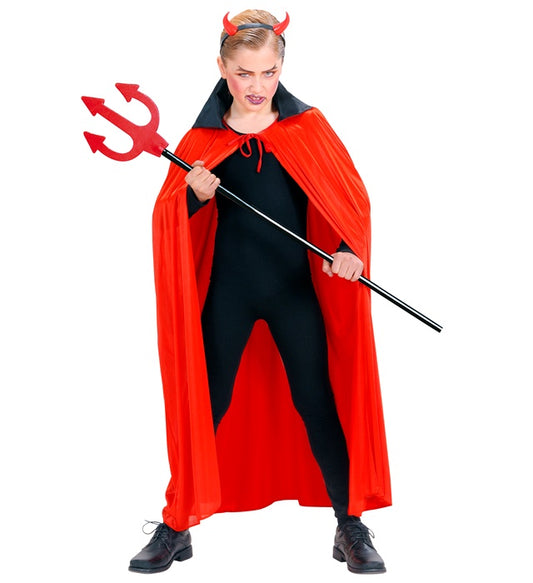 Child Size Red Cape With Black Satin Collar110 Cm