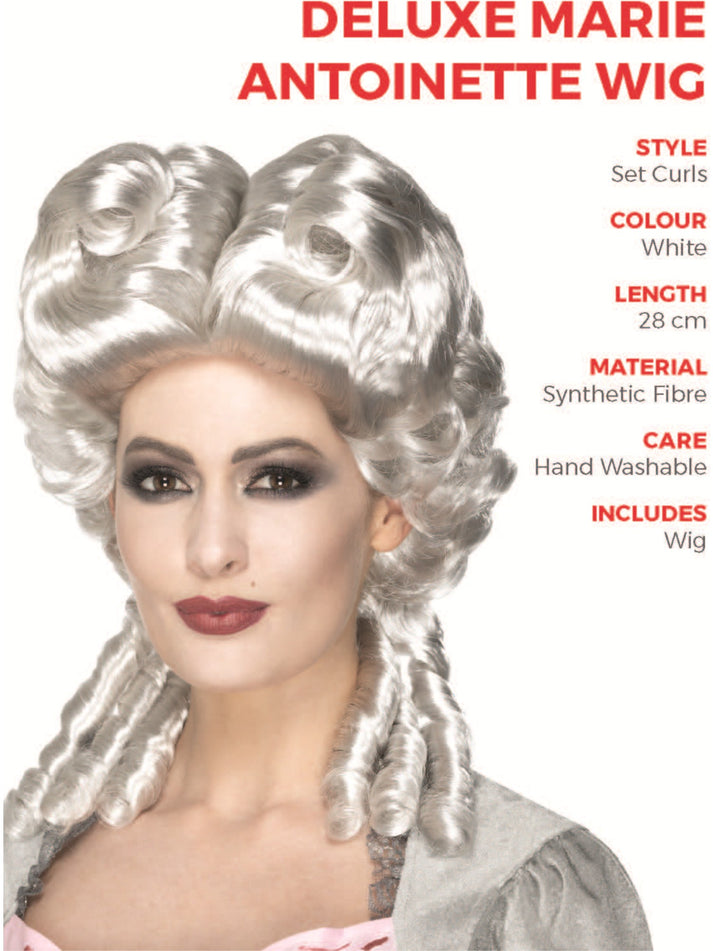 Deluxe Marie Antoinette Wig White Adult Masquerade Costume Hair