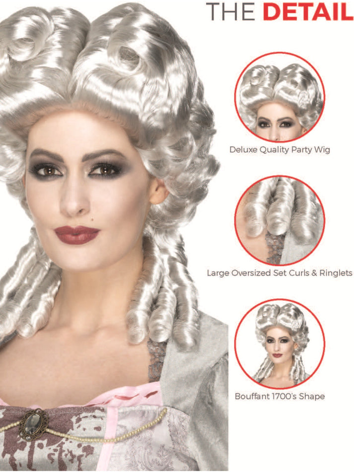Deluxe Marie Antoinette Wig White Adult Masquerade Costume Hair