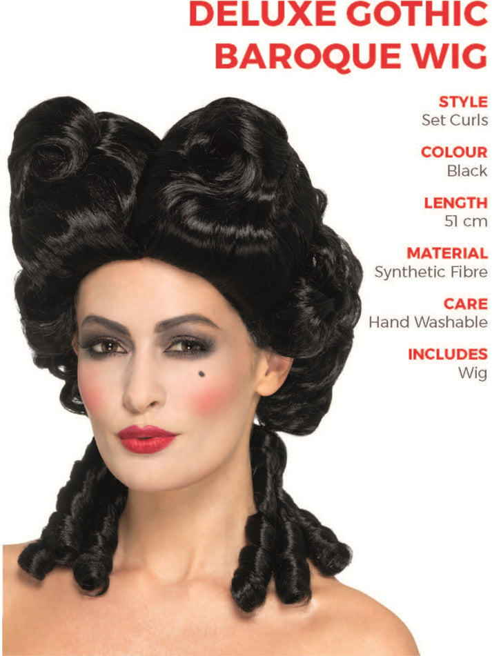 Deluxe Gothic Baroque Adult Black Carnival Of The Damned Wig 2