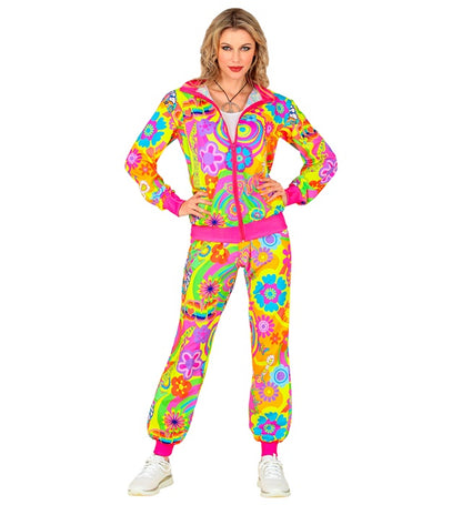 Neon Groovy Love Hippie Party Fashion Tracksuit  Jacket, Pants 