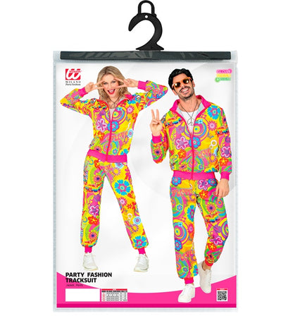 Neon Groovy Love Hippie Party Fashion Tracksuit  Jacket, Pants 