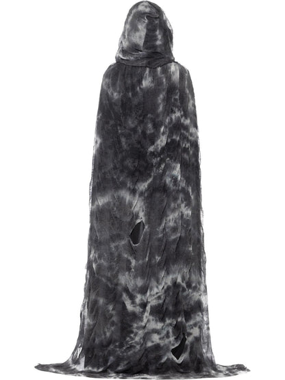 Deluxe Spellbound Decayed Hooded Cape Adult Black Grey Tie Die Horror Costume Accessory 3