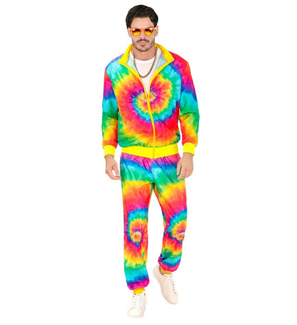 Neon Tie Dye Psychedelic Hippie Party Fashion Tracksuit  Jacket, Pants 
