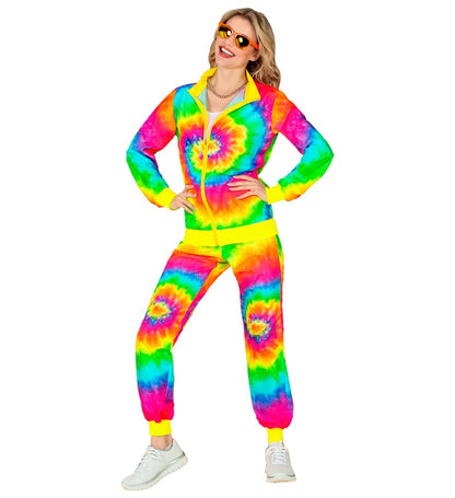 Neon Tie Dye Psychedelic Hippie Party Fashion Tracksuit  Jacket, Pants 