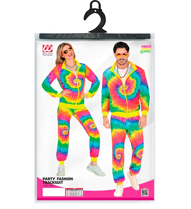 Neon Tie Dye Psychedelic Hippie Party Fashion Tracksuit  Jacket, Pants 